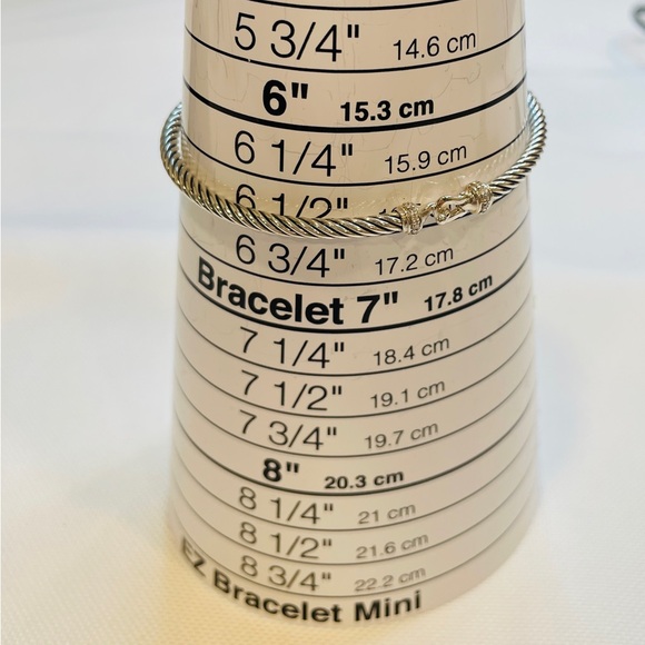 DAVID YURMAN 3mm Classic Cable Sterling Silver Diamond Buckle Bracelet Size S - Picture 10 of 10